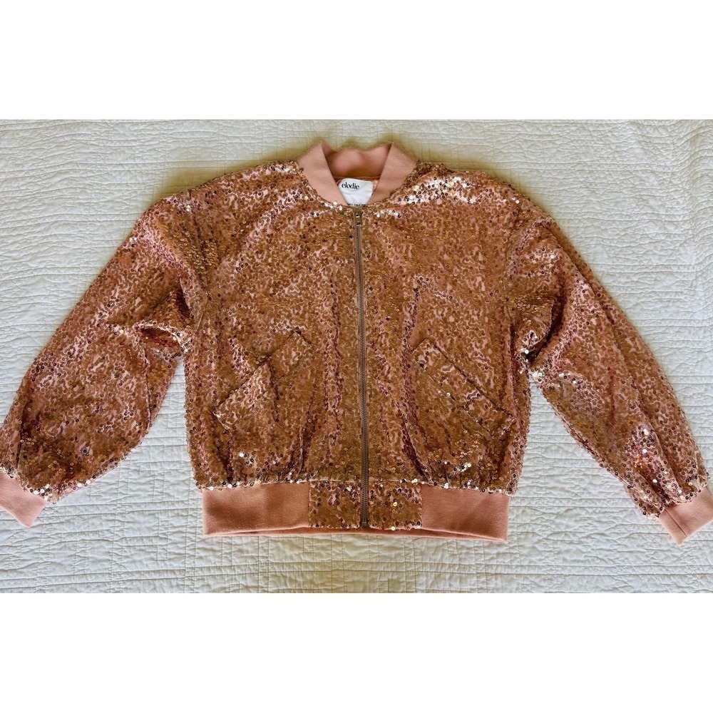 Rose Gold Sequin Bomber Jacket – Blush Pink Sparkly Zip Up Glam‎ Statement Piece